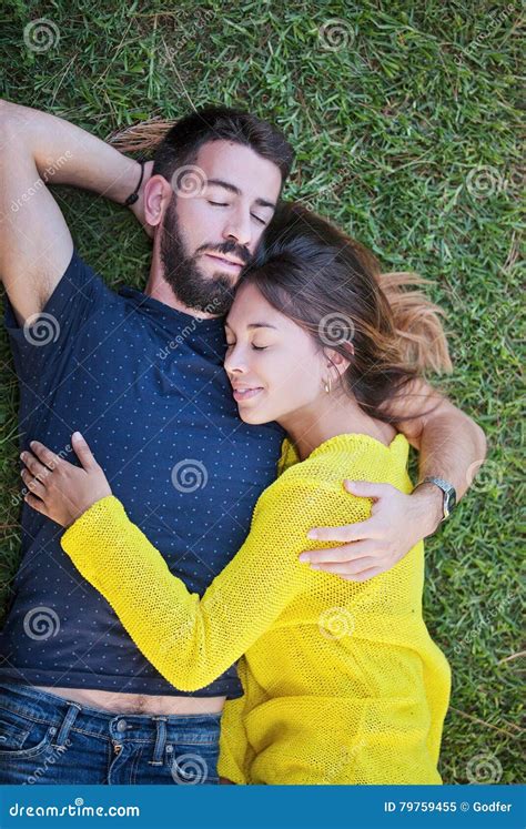 Couple In Love Laying On Grass In Summer Stock Image Image Of Together Relationship 79759455