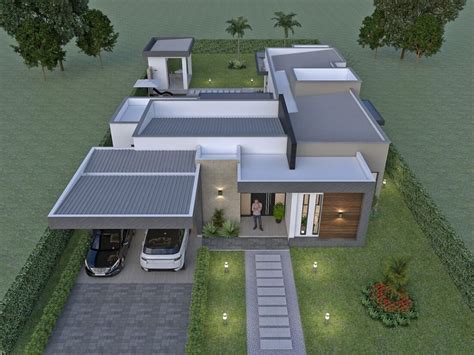 Modern House Design 19x37 M 3 Beds One Story Plan House Design 3d