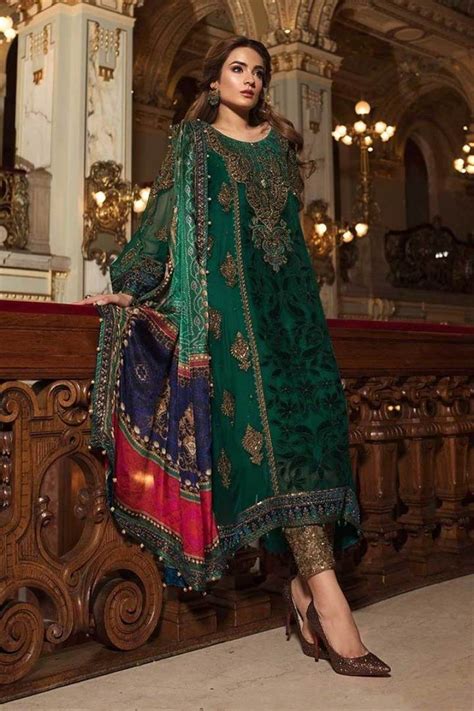Mariab Mbroidered Chiffon Wedding Collection Salwar Suits D 1 Pakistani Formal Dresses