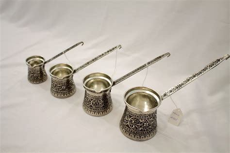 Handmade Tinned Copper Coffee Set Turkish Coffee Set Cezve Etsy