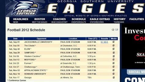 2012 Georgia Southern University Football Schedule Jacksonville