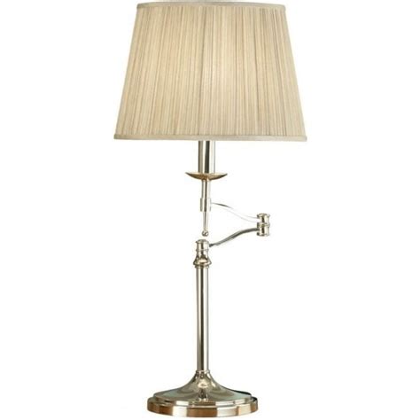 63651 Stanford Nickel Swing Arm Table Lamp Beige Shade