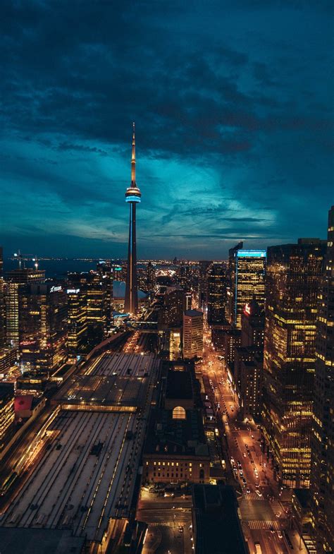 1280x2120 Toronto Cityscape Buildings Night Wallpaper Canada
