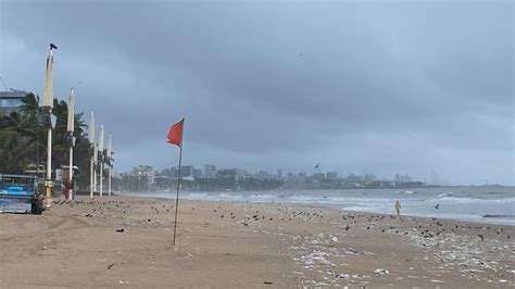 In Photos Mumbais Juhu Beach Closed For Visitors Due To Heavy Rainfall