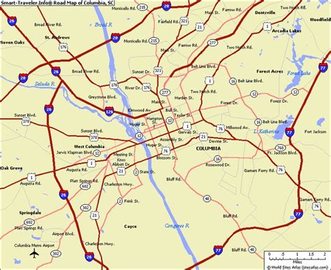 The Smart Traveler Map Of Columbia Sc Map City Maps Arcadia Lake