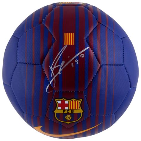 Lionel Messi Barcelona Autographed Soccer Ball Icons