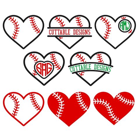 Baseball Heart Svg Cuttable Design