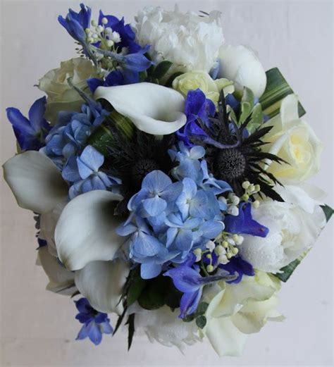 The Flower Magician Blue And Ivory Wedding Bouquet Ivory Bouquet