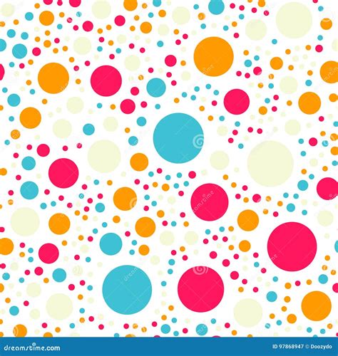 Colorful Polka Dots Seamless Pattern On Black 18 Stock Vector