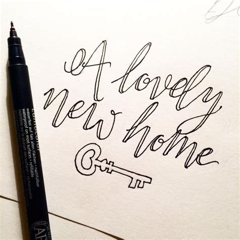 Modern Calligraphy A Lovely New Home Wording With A Key Illustration