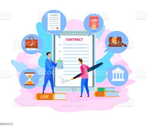 Ilustración De Contrato De Asociación Empresarial Acuerdo De Dibujos