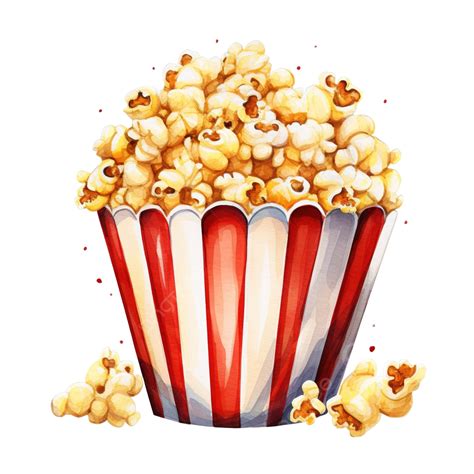 Movie Popcorn Watercolor Clipart Ai Generated Popcorn Movie