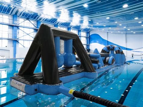18m Black And Blue Double Trouble Pool Inflatable Aqua Run Airquee