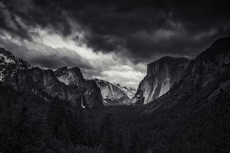 Landscape Nature Monochrome Mountain Forest Yosemite Valley
