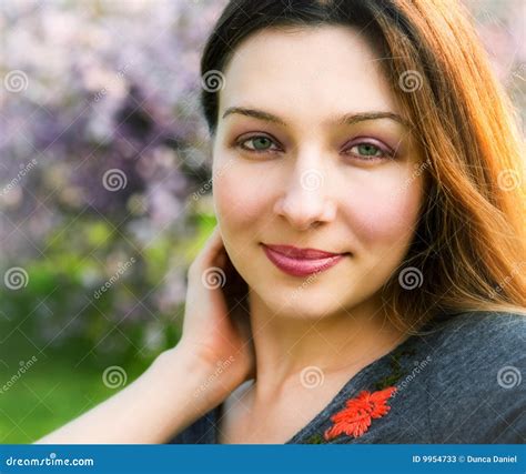 Smile Of Sensual Serene Beautiful Woman Outdoor Stock Image Image Of Glamour Cute 9954733