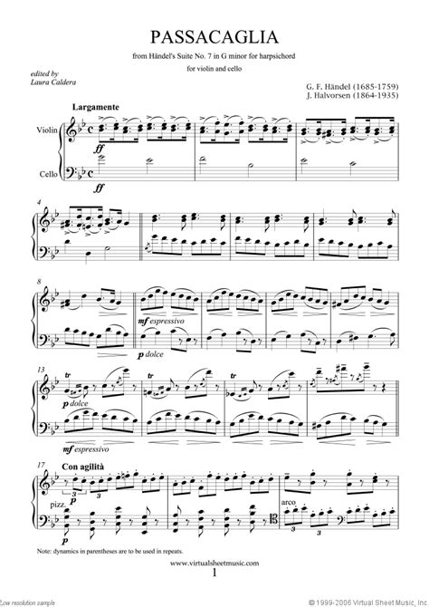 Free Passacaglia Handel Sheet Music