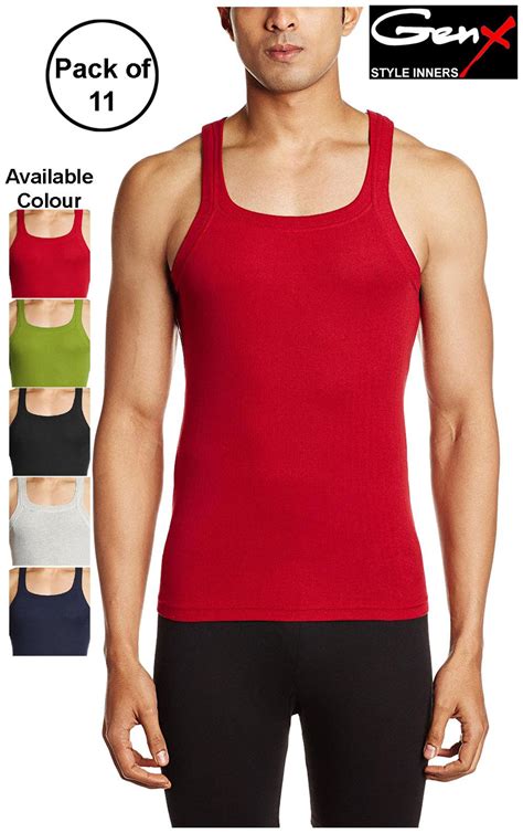 Buy Genx Pack Of Sleeveless Round Neck Men Gym Vest Assorted