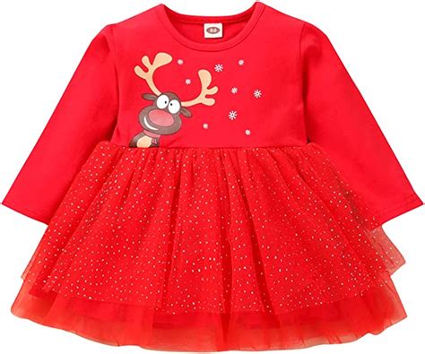 Nconco Toddler Kids Girl Christmas Dress Toddler Girl Long Sleeve