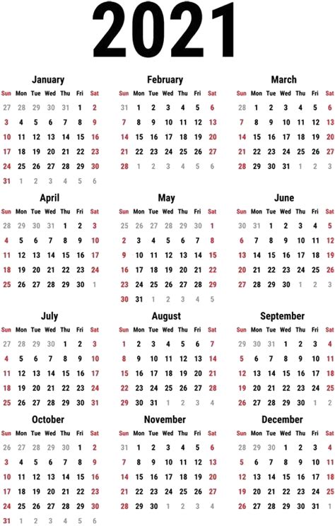 Are there any printable calendars for the year 2021? Calendar 2021 Png Clipart - 2020 1 년 달력, Transparent Png ...