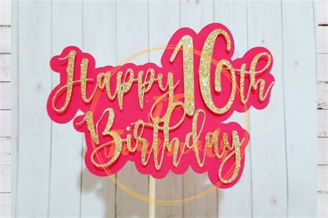 Happy 16th Birthday Layered Cake Topper Svg Cut File