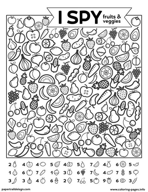 spy fruits veggies coloring pages printable