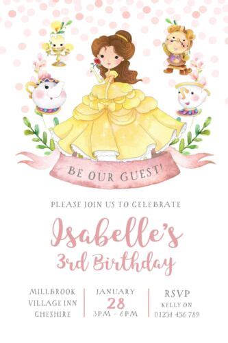 10 Personalised Beauty And The Beast Birthday Party Invitations