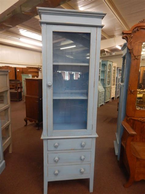 So you get lots of storage for everything from saucepans and cereal packets to mixing bowls. Vintage Pale Blue Tall Narrow Display Cabinet With Glass ...