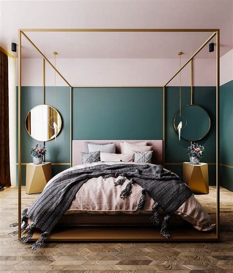 This Gorgeous Gold Four Poster Bed Is Undeniably The Centre Piece Of