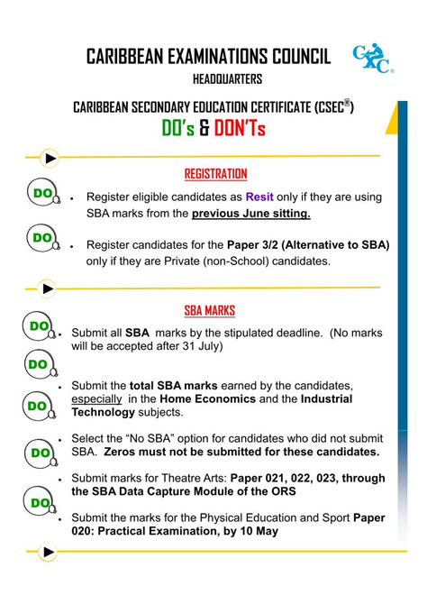 Pdf Caribbean Secondary Education Certificate Csec Sba Dos And
