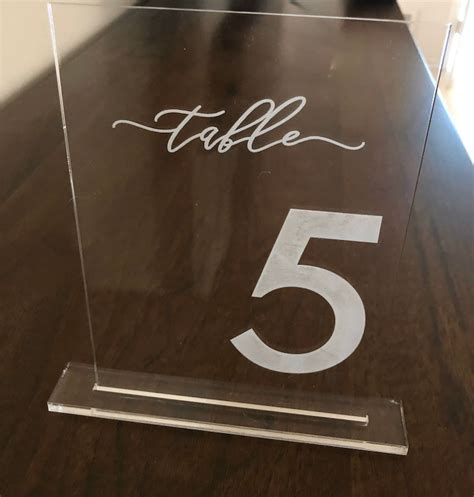 Acrylic Table Number Table Numbers Clear Printed Wedding Etsy