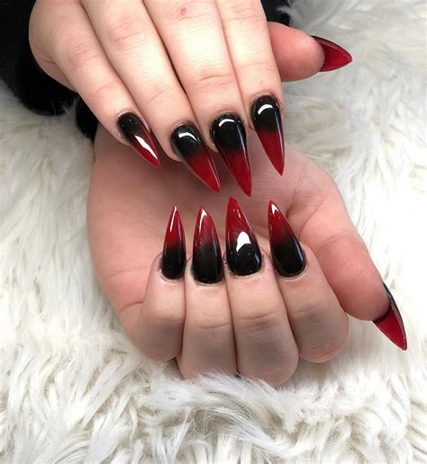 Updated 35 Stunning Red And Black Ombre Nails August 2020 Red