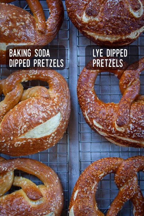American Style Soft Pretzels Dipped In Baking Soda On The Left Compared