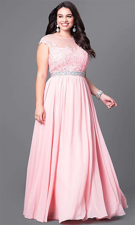 Illusion Plus Size Prom Dress With Jewels Promgirl