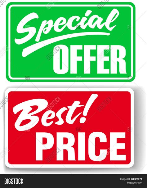 Two Retail Store Window Style Signs Special Offer And Best Price Stock