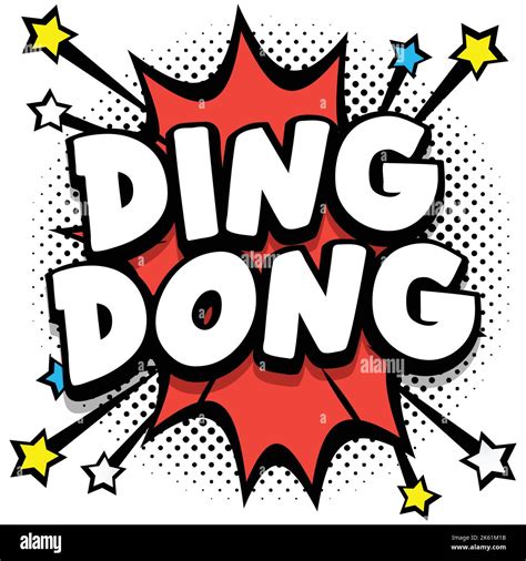 Ding Dong Pop Art Comic Speech Bubbles Book Sound Effects Vector