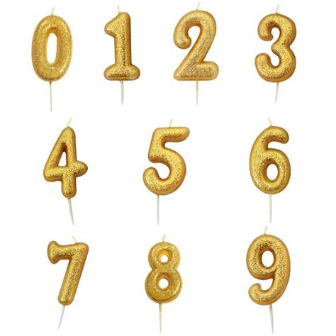 Gold Glitter Number 0 9 Birthday Cake Candle Choose Your Numbers