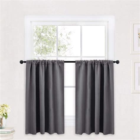 Ryb Home Short Curtains Gray Half Window Curtains For Bedroom Privacy