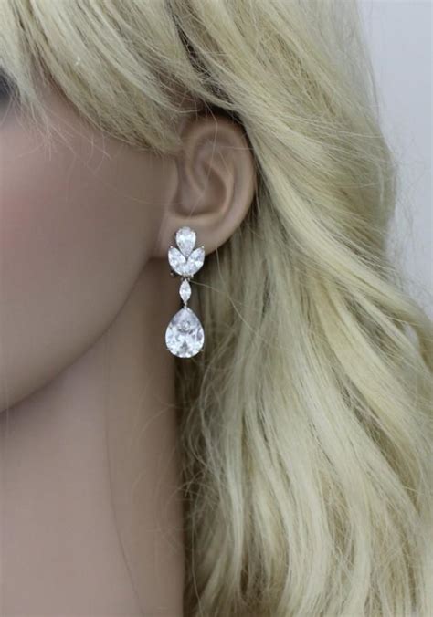 Crystal Bridal Earrings Teardrop Wedding Earrings Bridal Jewelry