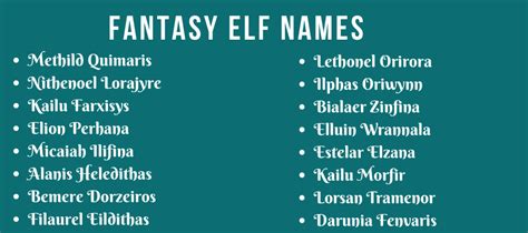 Elven Names 400 Best Male And Female Elf Names