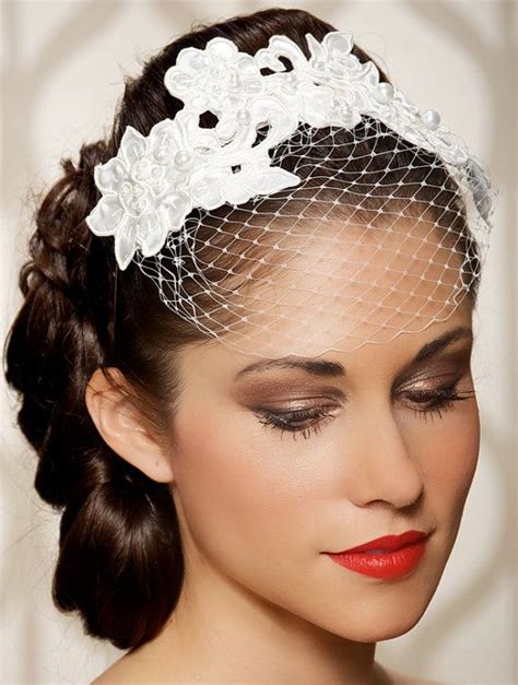 Ivory Bridal Headband Birdcage Veil Classic Bridal Etsy Ivory