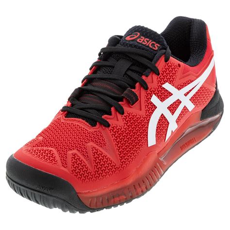 asics men`s gel resolution 8 tennis shoes electric red and white 11 5
