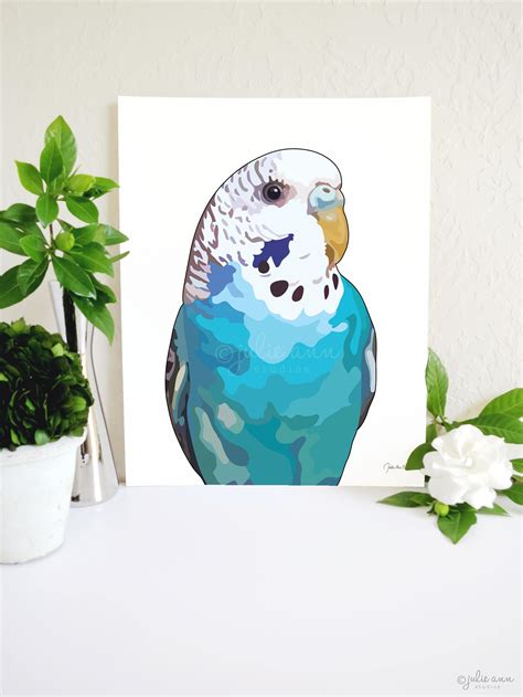 Parakeet Art Print Blue Budgie Print Parakeet Painting Etsy