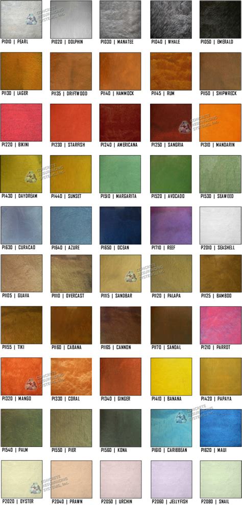 Color Charts — Superior Epoxy And Waterproofing