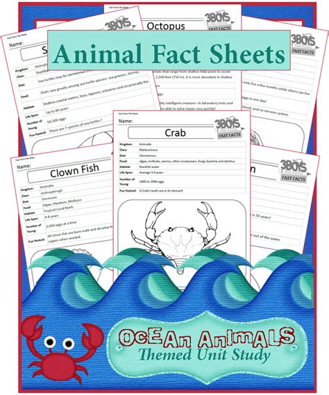 Free Printable Ocean Animal Fact Sheets For Kids Homeschool