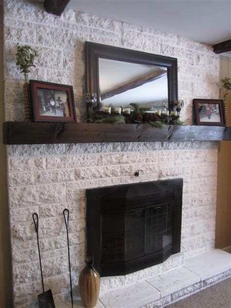 This is the perfect rustic mantelpiece for any fireplace in a home with farmhouse, warm minimalist, or earthy decor. Mantles, Beams and White bricks on Pinterest