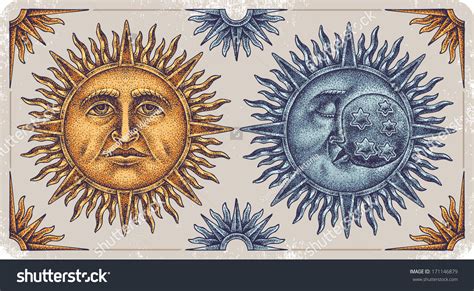 Hand Drawn Sun And Moon Stock Vector 171146879 Shutterstock