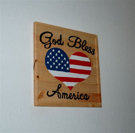 God Bless America Hand Painted Wood Carved Heart 13074 Etsy