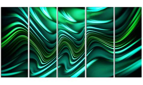 Emerald Energy Green Abstract Metal Wall Art 60x28 5 Panels Groupon