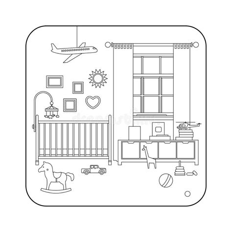 Line Interior Of Baby Room Stock Vector Illustration Of Child
