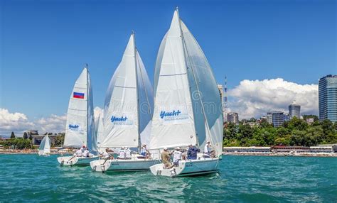 Sochi Russia June 17 2017 Sailing Regatta On The Background Of The